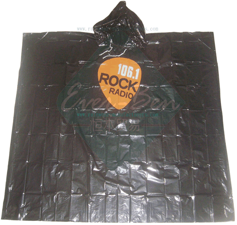 black poncho with front logo